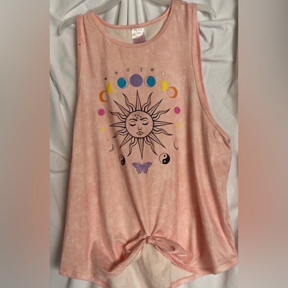 Noboundaries sz-L(11-13) tweenTop- sunDial- fun astrological design- peachy/Pink - Picture 10 of 16